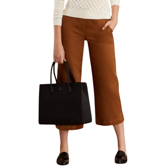 Brooks Brothers Pants - Brooks Brothers Pants Stretch Cotton Twill Cropped Wide Leg Brown Size 4